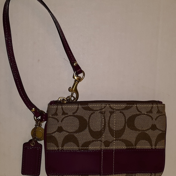 Rare 2008 COACH Legacy Purple Signature Stripe Wri - Picture 10 of 16